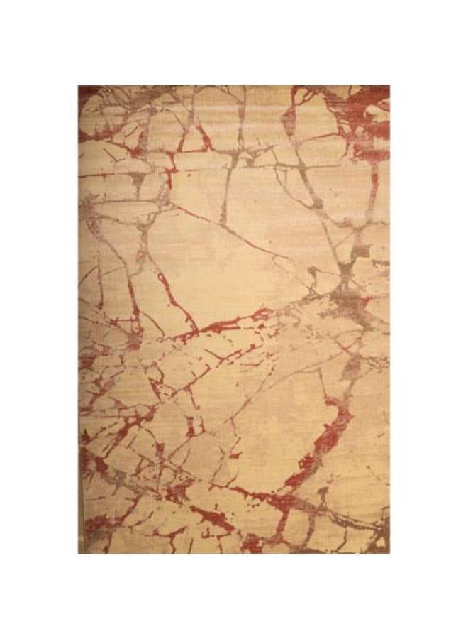 NOUL Cracked Stone Pattern Area Rug, Beige and Red - Image 1