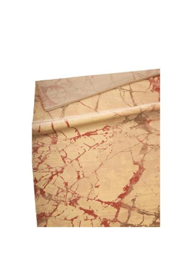 NOUL Cracked Stone Pattern Area Rug, Beige and Red - Image 2