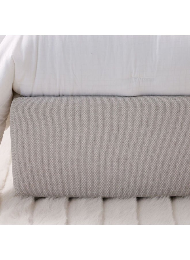 DANUBE HOME Frazer 180X200 Upholstered King Bed Frame Sturdy Modern Design Wooden Double Bed Furniture Comfortable Bed For Bedroom - White/Natural Oak  - Image 2