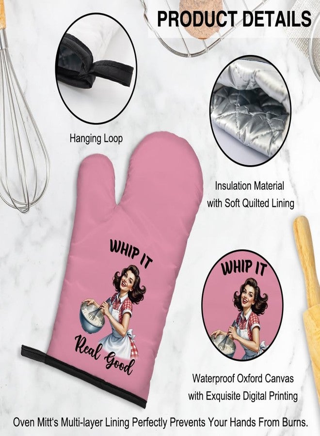 مجموعة قفازات فرن وحوامل أواني GEYGIE المرحة "Whip it Real Good"، أدوات طهاة فكاهية، قفازات مطبخ رائعة للخبز بتصميم كلاسيكي، هدايا لمحبي الحلويات، هدايا عيد ميلاد للطهاة والخبّازين من الصديقات - Image 3