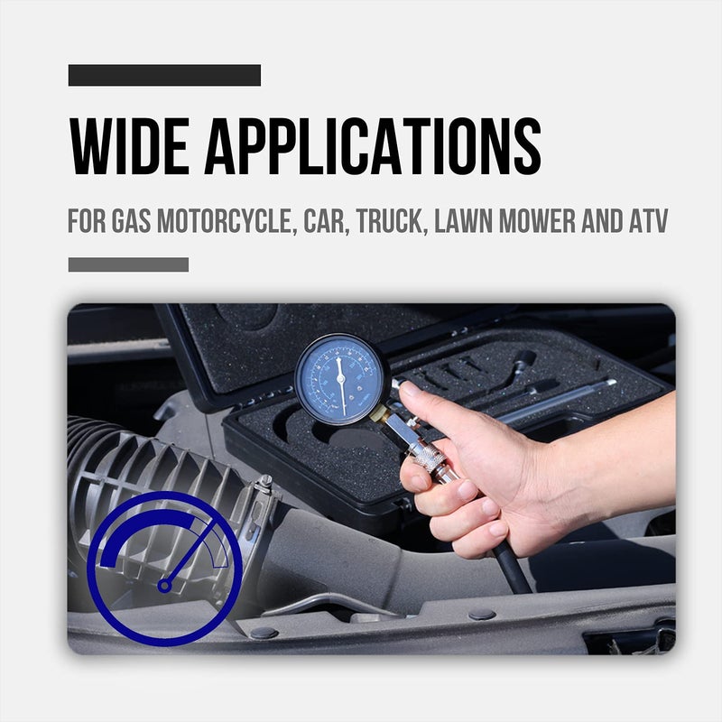 Lichamp 12pcs Compression Tester Adapter Kit with Spark Tester, Automotive Engine Cylinder Leak Down Compression Test Motor Pressure Gauge - Image 2