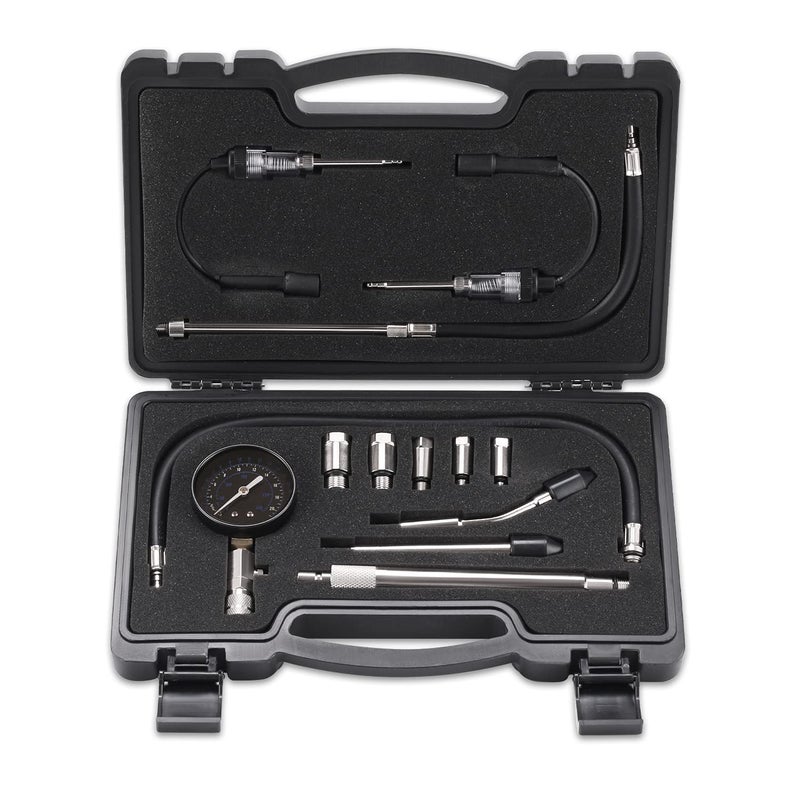 Lichamp 12pcs Compression Tester Adapter Kit with Spark Tester, Automotive Engine Cylinder Leak Down Compression Test Motor Pressure Gauge - Image 1