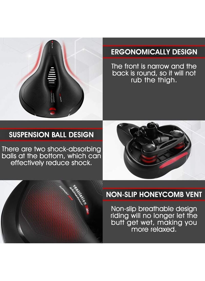 SYOSI SYOSI Bicycle Saddle, Comfortable Bike Seat Cushion with Dual Shock Absorbing Balls & Memory Foam Soft & Comfortable & Breathable Bike Saddle for MTB/Road Bikes  - Image 4