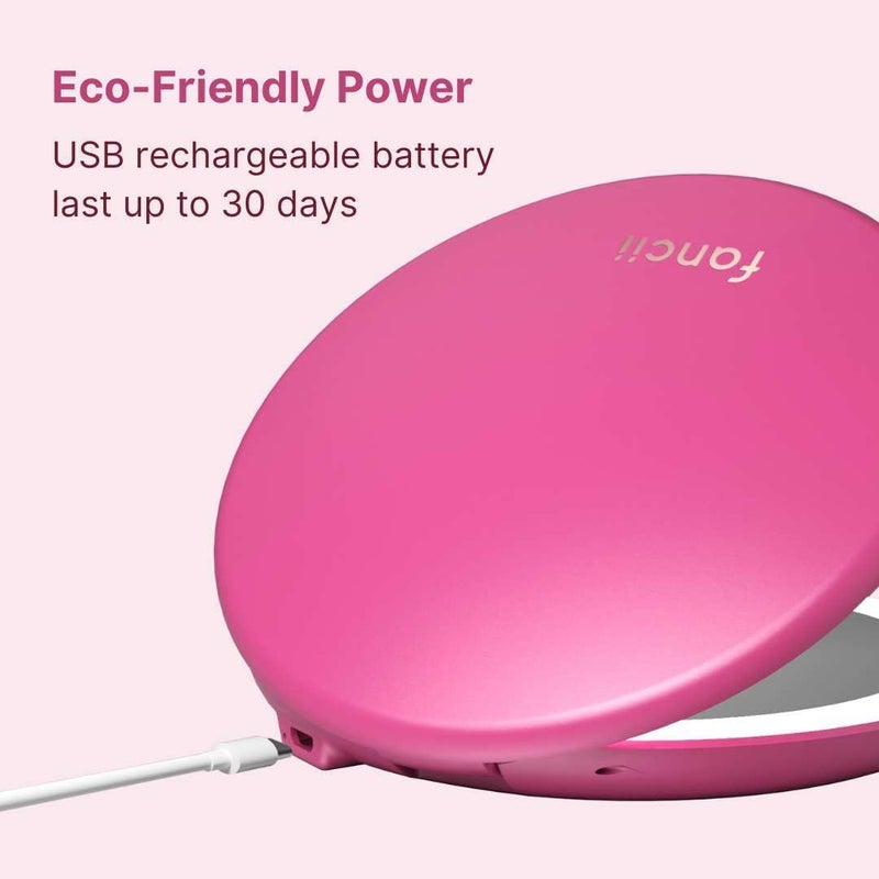 Fancii Taylor Compact Travel Mirror with Light Rechargeable 10x 1x Magnifying 3 LED Light Settings  Best for Makeup On The Go TouchUps Magnolia Burst - Image 3