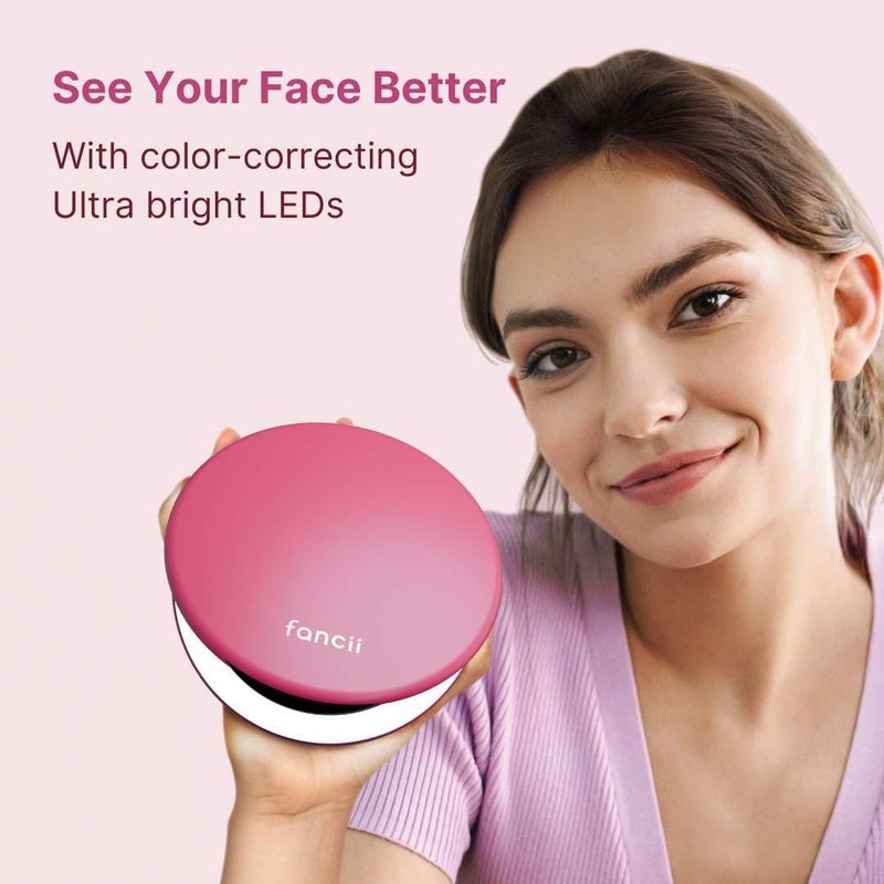 Fancii Taylor Compact Travel Mirror with Light Rechargeable 10x 1x Magnifying 3 LED Light Settings  Best for Makeup On The Go TouchUps Magnolia Burst - Image 4