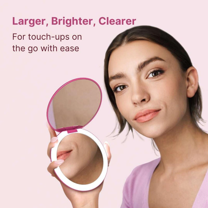 Fancii Taylor Compact Travel Mirror with Light Rechargeable 10x 1x Magnifying 3 LED Light Settings  Best for Makeup On The Go TouchUps Magnolia Burst - Image 2