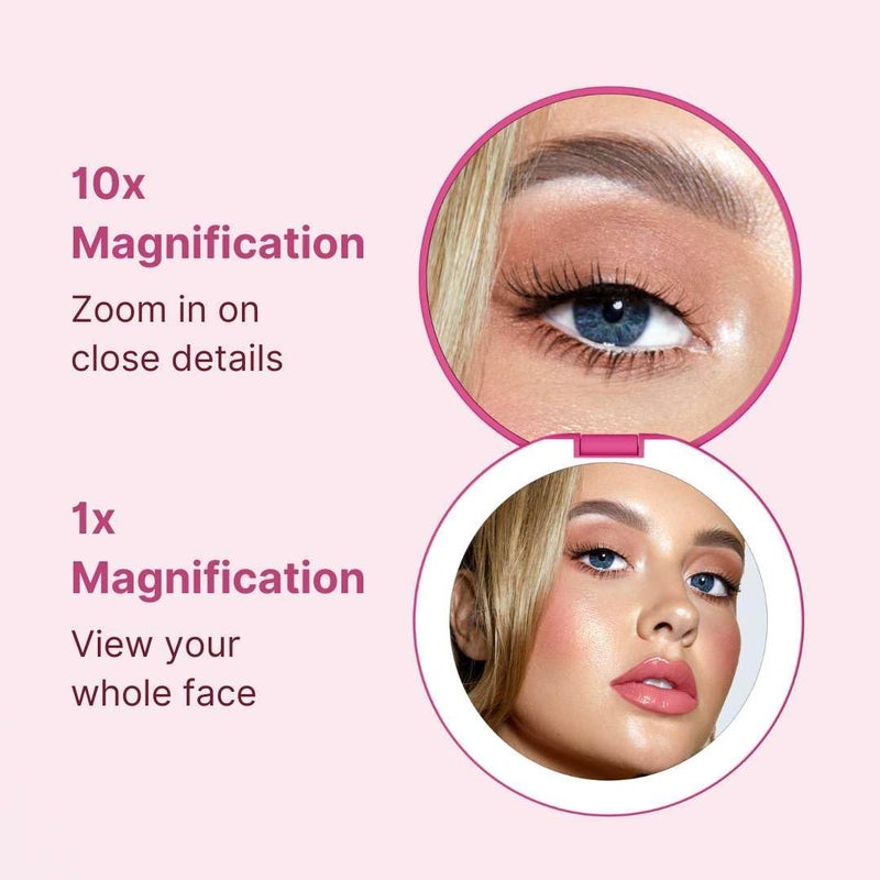 Fancii Taylor Compact Travel Mirror with Light Rechargeable 10x 1x Magnifying 3 LED Light Settings  Best for Makeup On The Go TouchUps Magnolia Burst - Image 5