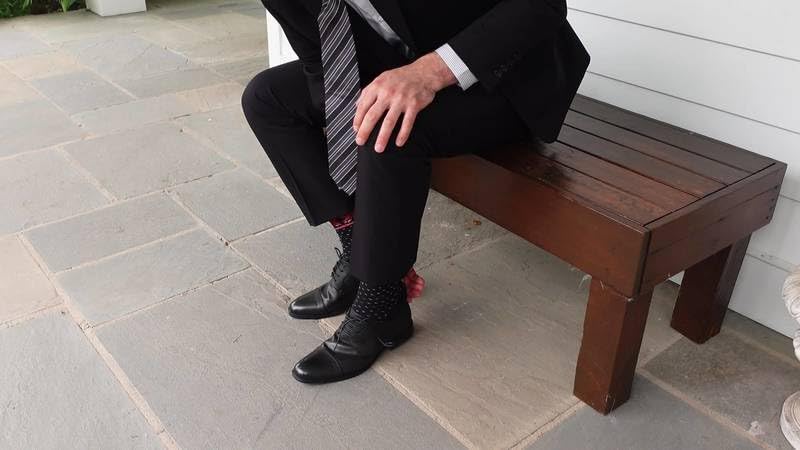 Chaps Men's Classic Dress Crew Socks-3 Pair Pack-Pattern and Solid Color Designs, Dashed Windowpane (Black), Shoe Size: 10-13 - Image 5