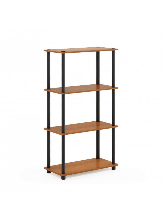 Furinno (99557LC/BK) Turn-N-Tube 4-Tier Multipurpose Shelf Display Rack - Light Cherry/Black - Image 1