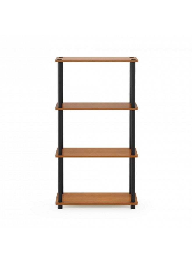 Furinno (99557LC/BK) Turn-N-Tube 4-Tier Multipurpose Shelf Display Rack - Light Cherry/Black - Image 3