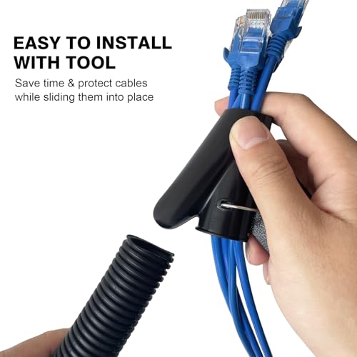 CrocSee 10ft - 1/2 inch Flame Retardant Split Wire Loom Tubing with Installation Tool - Flexible Wire Covers Cord Protectors - Black - Image 3