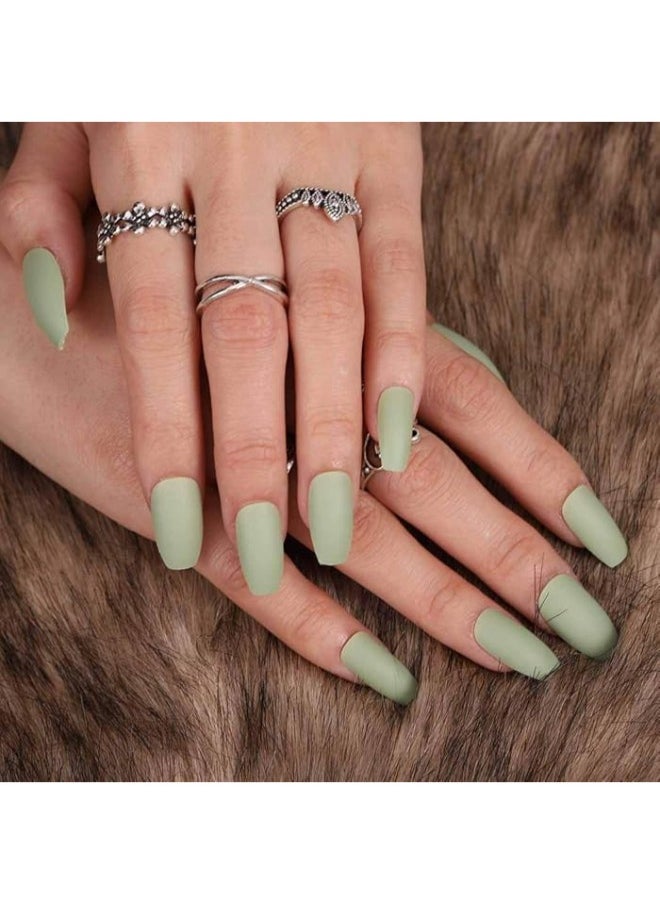 Generic - 24pcs green Fake Nail Set - Image 1