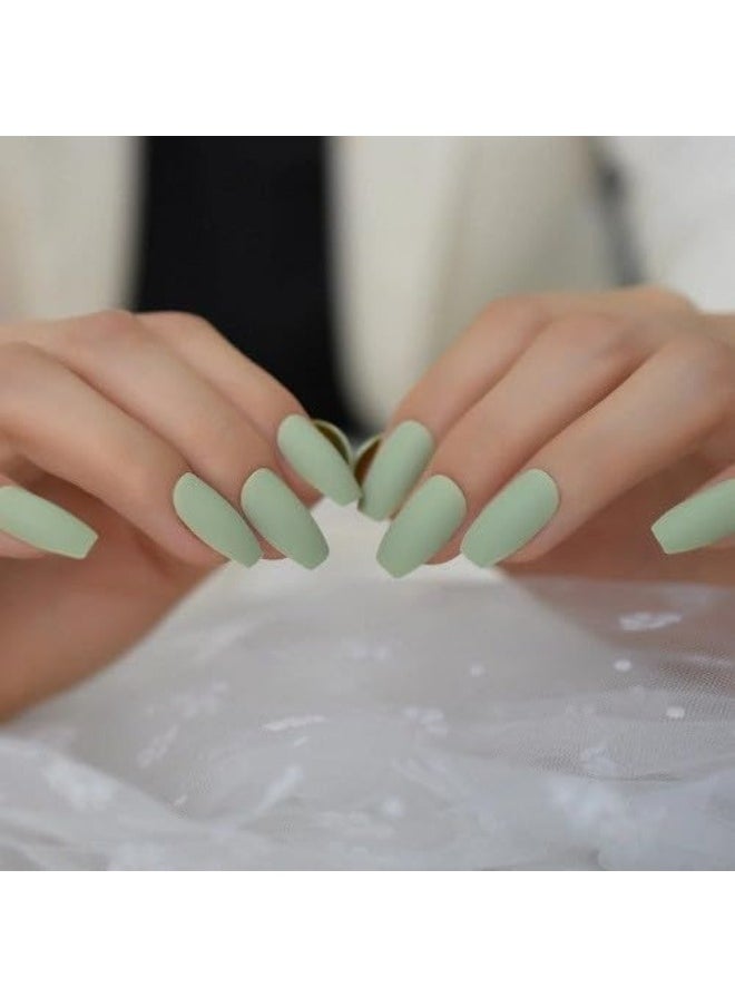 Generic - 24pcs green Fake Nail Set - Image 1