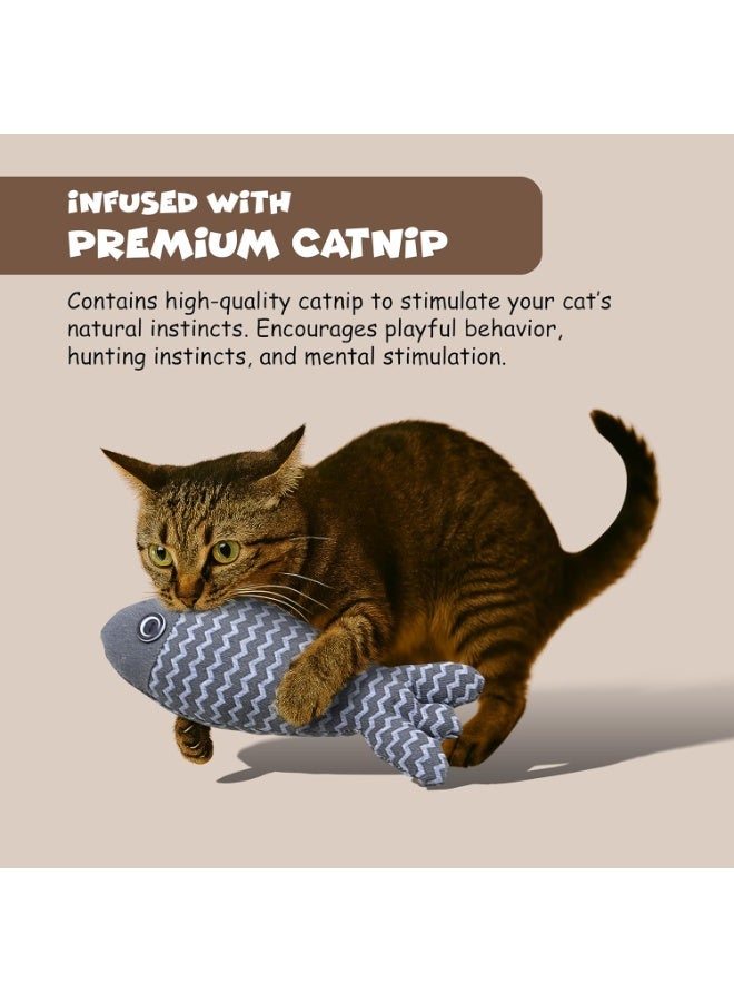 FUNFY Pet Cat Toys, Pack of 3 Fish Catnip Crinkle Plush Pillows, Soft Durable Interactive Indoor Cat Toys, Teething, Chewing and Playing Toy for Kittens and Adult Cats - Image 5