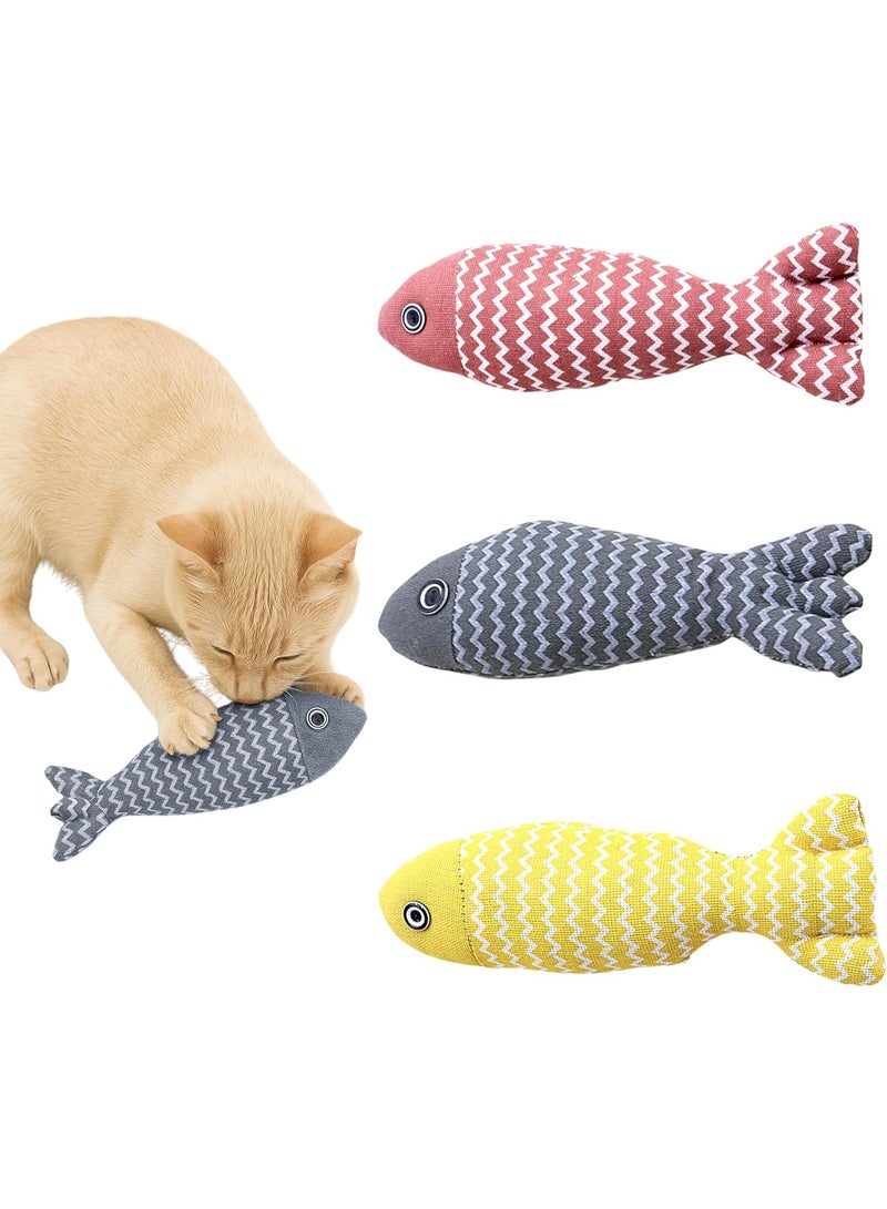 FUNFY Pet Cat Toys, Pack of 3 Fish Catnip Crinkle Plush Pillows, Soft Durable Interactive Indoor Cat Toys, Teething, Chewing and Playing Toy for Kittens and Adult Cats - Image 1