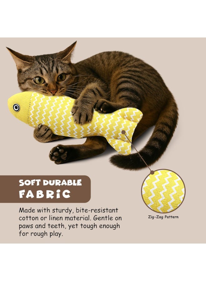 FUNFY Pet Cat Toys, Pack of 3 Fish Catnip Crinkle Plush Pillows, Soft Durable Interactive Indoor Cat Toys, Teething, Chewing and Playing Toy for Kittens and Adult Cats - Image 3