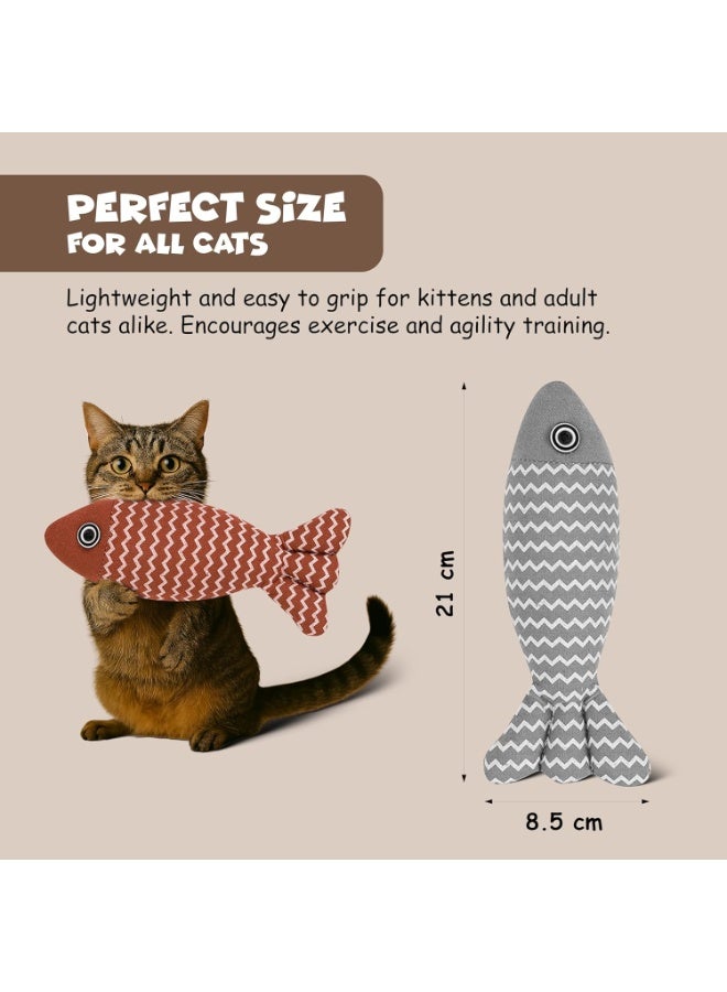 FUNFY Pet Cat Toys, Pack of 3 Fish Catnip Crinkle Plush Pillows, Soft Durable Interactive Indoor Cat Toys, Teething, Chewing and Playing Toy for Kittens and Adult Cats - Image 2