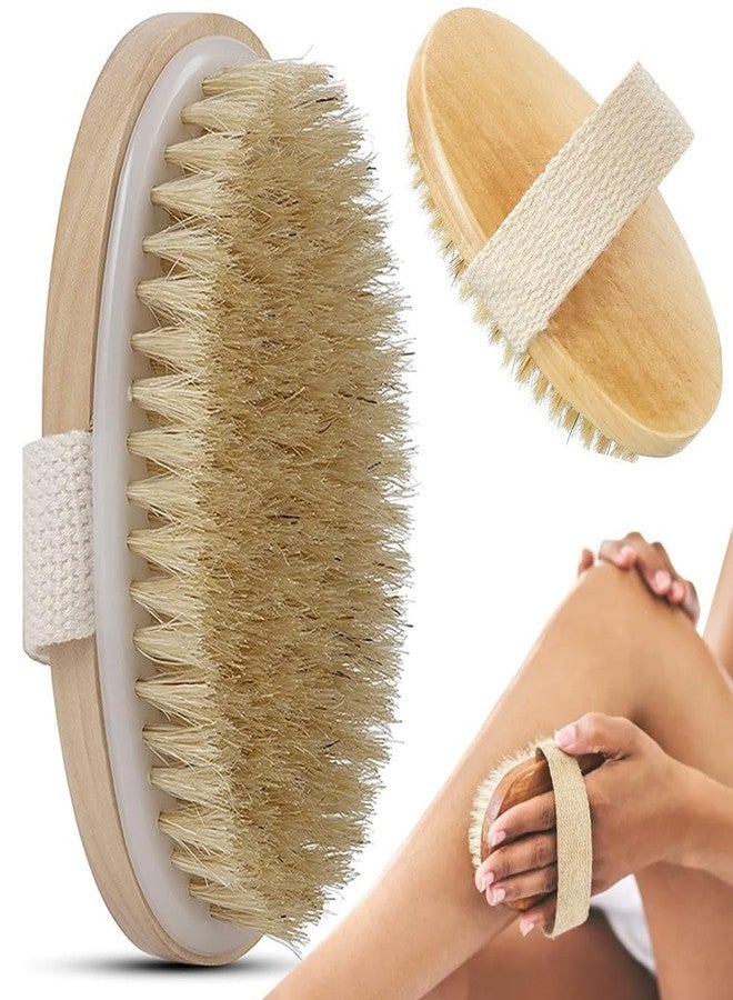 RECLUSE Dry Brushing Body Brush with Natural Bristles - Exfoliating Dry Skin Body Scrub Brush for Lymphatic Drainage, Cellulite Reduction & Smooth Flawless Skin - Wooden Handle Bath & Shower Brush - Image 1