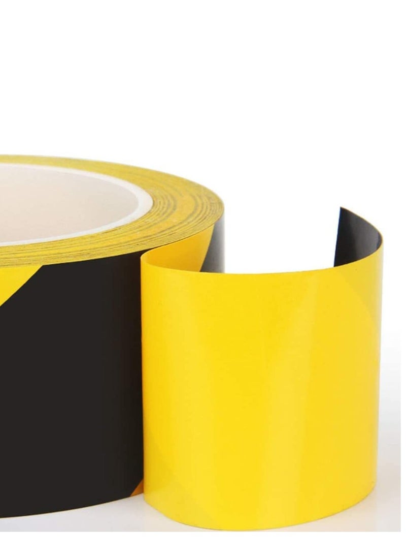KASTWAVE - Warning Tape KASTWAVE Self Adhesive Black & Yellow Hazard Warning Safety Stripe Tape Caution Barrier Sticky Tapes for Best Readability Maximum Visibility Designed for Danger/ Hazardous Areas (33M) - Image 1
