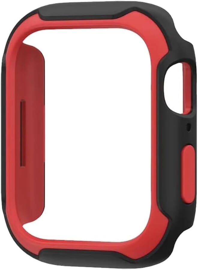 Next Next Store 360 Degree Protective Silicone Dual Layer Case Cover Compatible with iWatch Series 7/8/9 45mm (Black in Red)