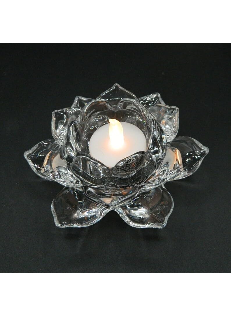 Reflector Reflector Exquisite Glass Lotus Flower Tea Light Candle Holder Set of 2 Perfect for Lighting Decoration Corporate GiftsHome Decor and Festival Like Diwali Christmas or Eid  - Image 4