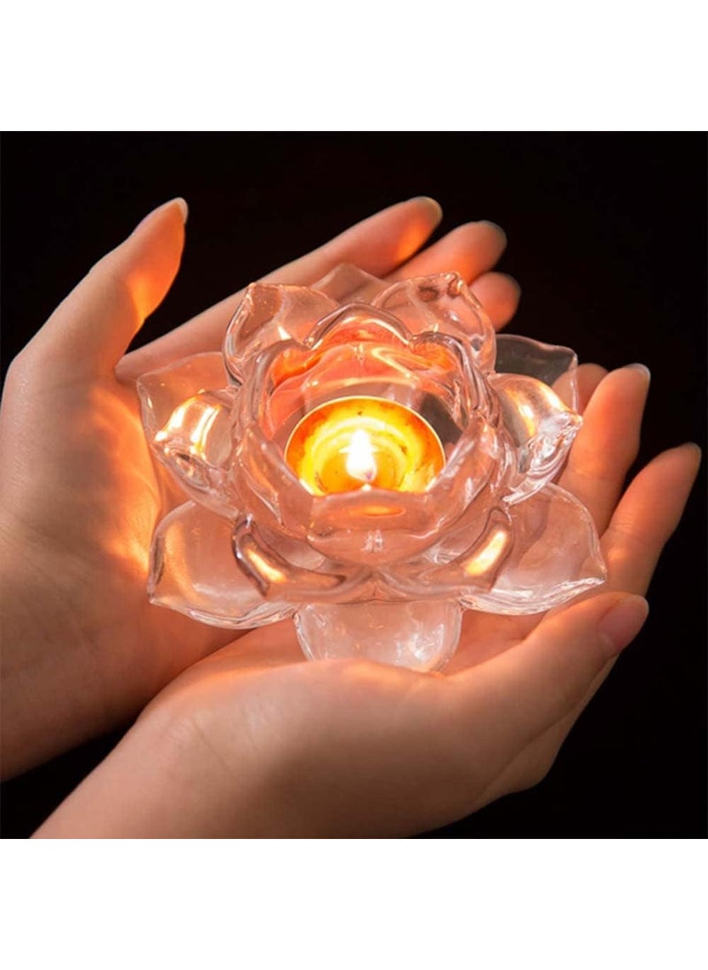 Reflector Reflector Exquisite Glass Lotus Flower Tea Light Candle Holder Set of 2 Perfect for Lighting Decoration Corporate GiftsHome Decor and Festival Like Diwali Christmas or Eid  - Image 2