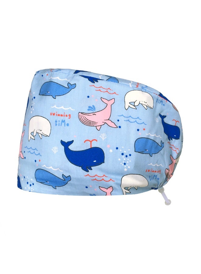 NIBEMINENT Nice-looking Printing Doctor Hat Surgical Cap for Long Hair Classic Nurse Baotou Caps Women Men Sweat-absorbent Towel Scrub Hat