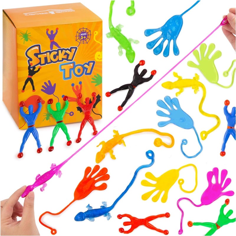 LovesTown 48PCS Party Favor for Kids Fidget Toys Bulk with 16 Wall Climbers 16 Sticky Hands 16 Stretchy Lizards Treasure Box Toys for Classroom Easter Egg Fillers Goodie Bags Classroom Prizes - Image 2
