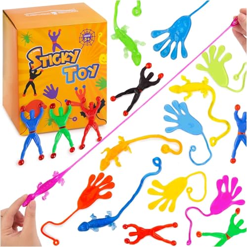 LovesTown 48PCS Party Favor for Kids Fidget Toys Bulk with 16 Wall Climbers 16 Sticky Hands 16 Stretchy Lizards Treasure Box Toys for Classroom Easter Egg Fillers Goodie Bags Classroom Prizes - Image 1