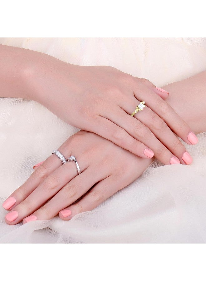 JewelryPalace Vintage Celtic Knot Princess Cut 1.2Ct Cubic Zirconia Solitaire Engagement Rings For Women, 14K Yellow Gold Plated 925 Sterling Silver Promise Rings, Simulated Diamond Ring Size 7 - Image 5