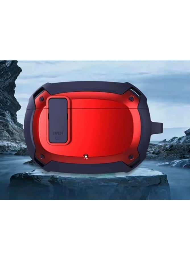 Compatible With Cover Beats Studio Buds 2021/Buds+ Case 2023, [Secure Lock] Cool Beats Studio Buds Plus Protective Cover with KeychainNew Beats Studio Ear Buds Case (Blue and Red)