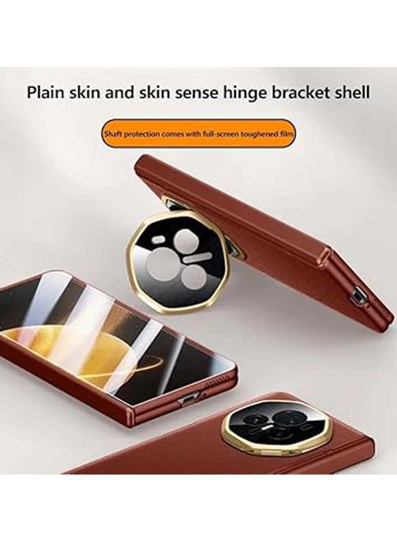 general Luxury Leather Case Compatible with Honor Magic V3 Full Protection Back Cover with Hinge Protection & HD Glass Screen Protector, Hidden Lens Kickstand Case for Honor Magic V3 - Image 3