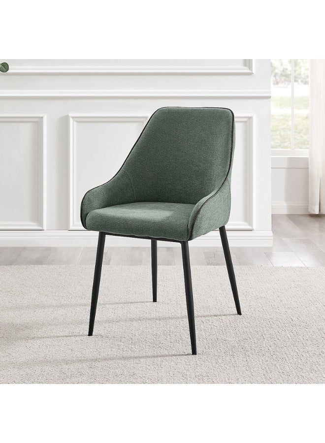 Sinyin Modern Dining Chairs Set of 2 Green Upholstered Fabric Armchairs with Comfortable Cushion Ergonomic High Backrest Metal Legs Accent Chairs for Dining Room Living Room Bedroom Office Cafe - Image 2