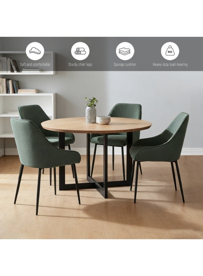 Sinyin Modern Dining Chairs Set of 2 Green Upholstered Fabric Armchairs with Comfortable Cushion Ergonomic High Backrest Metal Legs Accent Chairs for Dining Room Living Room Bedroom Office Cafe - Image 4