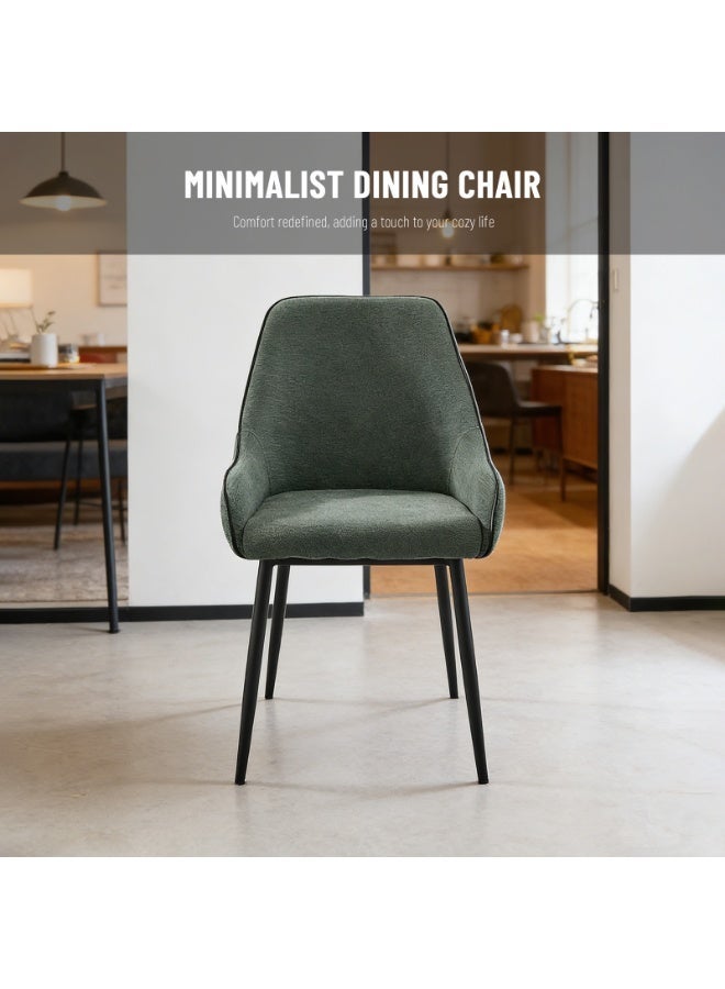 Sinyin Modern Dining Chairs Set of 2 Green Upholstered Fabric Armchairs with Comfortable Cushion Ergonomic High Backrest Metal Legs Accent Chairs for Dining Room Living Room Bedroom Office Cafe - Image 3