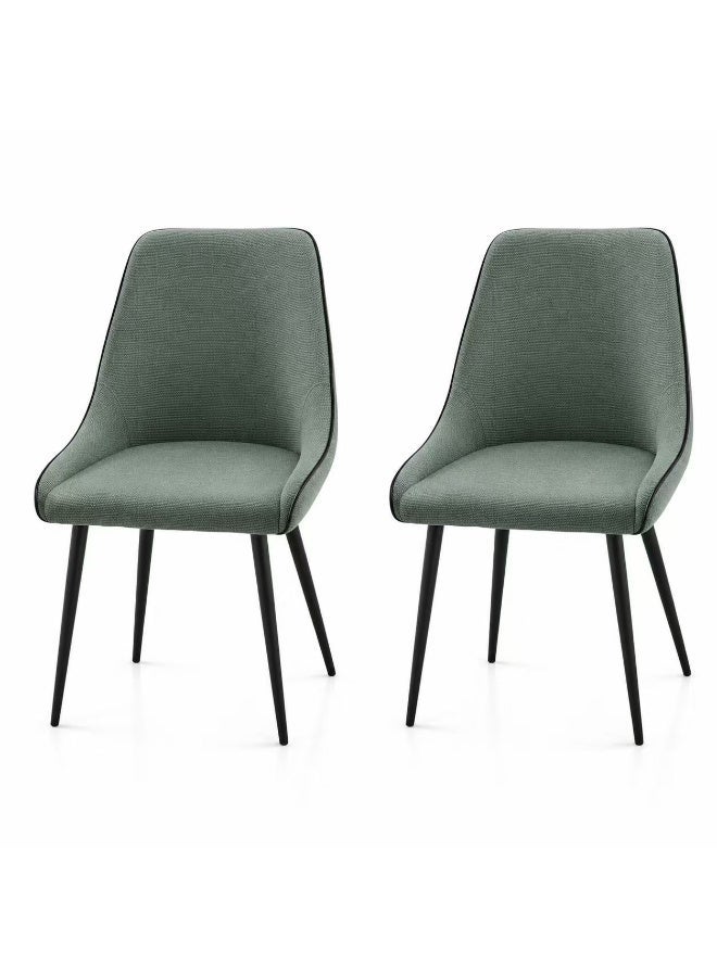 Sinyin Modern Dining Chairs Set of 2 Green Upholstered Fabric Armchairs with Comfortable Cushion Ergonomic High Backrest Metal Legs Accent Chairs for Dining Room Living Room Bedroom Office Cafe - Image 1