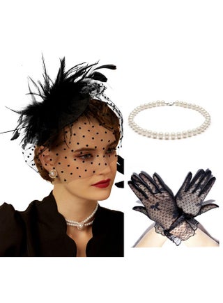 Black 1920S Fascinator Hats For Women 20S 50S Vintage Feather Hatnecklaceglovesearrings(Abig Feather Set) - pzsku/Z98A45E5B276792384427Z/45/_/1718267394/41b1cdbb-cfba-4e51-9f9d-a756688edd4b