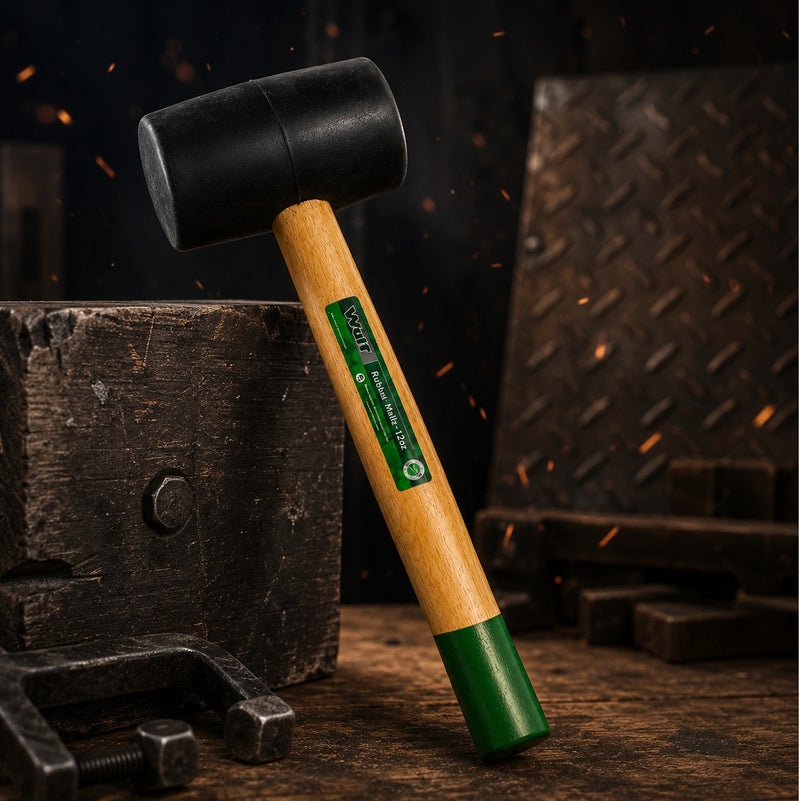 WULF Professional 12oz Rubber Mallet with Heavy-Duty Non-Marring Black Rubber Head & High-Strength Hardwood Handle, Soft Face Hammer for Flooring, Construction, Metal Work, Woodworking & DIY Repair - Image 3
