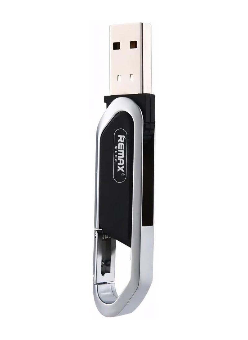 Remax Mena Flash Drive Key Chain High Speed USB 2.0, Material Metal and Plastics with Lanyard, Key Chain Design, Plug and Play, 32GB (Black)  - Image 1