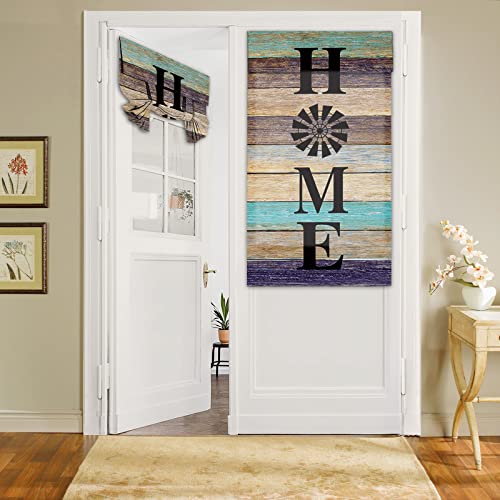 BEMIGO Door Curtains for Windows Vintage Wooden French Glass Privacy Tie Up Shades Farmhouse Colorful Small Window Curtains 26 x 42 Inch