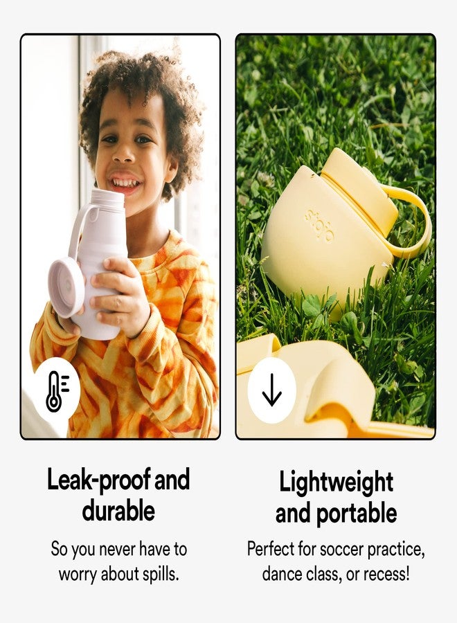STOJO Jr Collapsible Bottle for Kids - Mimosa Yellow, 14oz / 400ml - Leak-Proof Reusable Silicone Travel Cup for Hot & Cold Drinks -On-The-Go Camping & Hiking - Microwave & Dishwasher Safe - Image 3