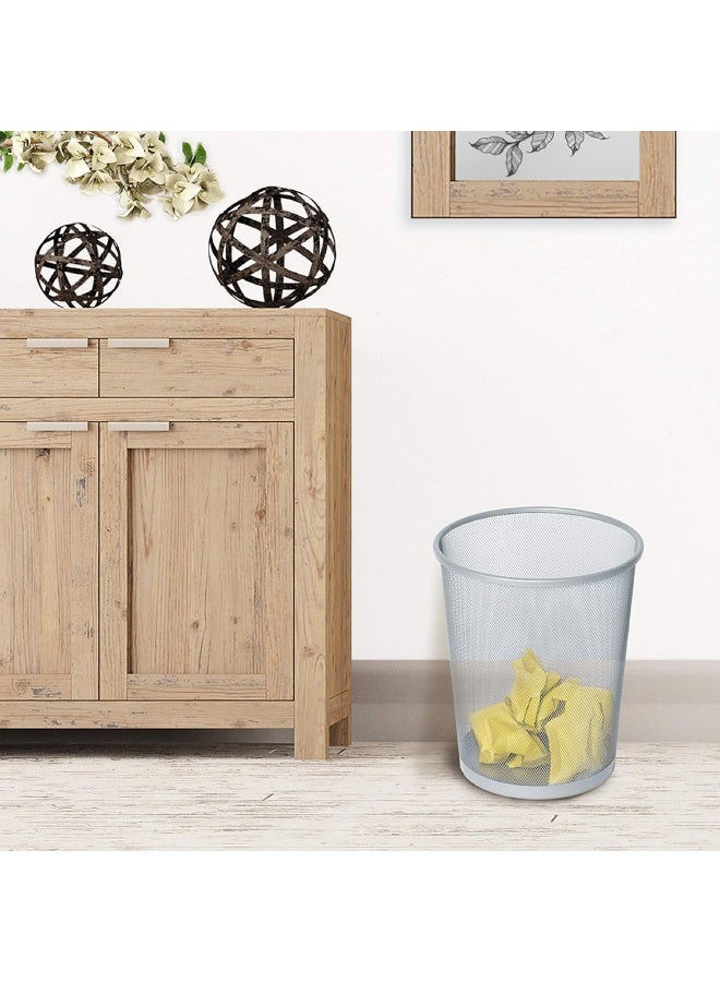 Seville Classics 3-Pack Round Mesh Wastebasket Recycling Bin, 6 Gal, 12" Diameter Top x 14" H, Silver - Image 4