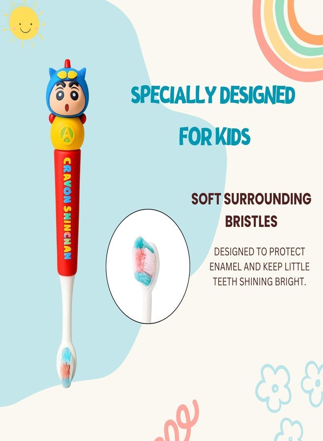 Nestlooms Kids Toothbrush Cartoon Design, Ultra Soft Manual Toothbrush for Toddlers and Children 3-12 Years, Extra Microfiber Bristles for Gentle Cleaning, Boys and Girls Toothbrush with Non-Slip Comfortable Handle (Shinchan) - Image 3