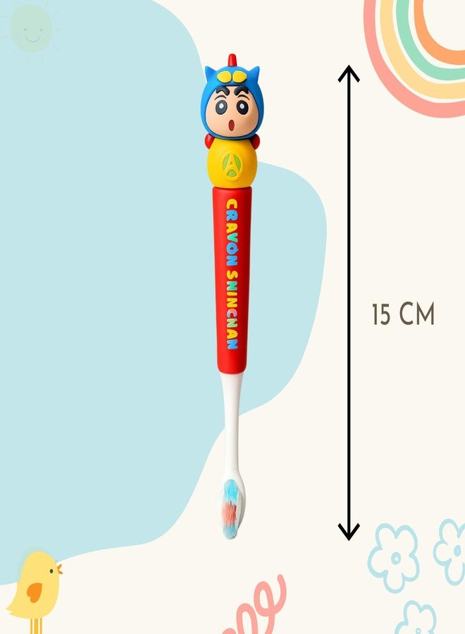 Nestlooms Kids Toothbrush Cartoon Design, Ultra Soft Manual Toothbrush for Toddlers and Children 3-12 Years, Extra Microfiber Bristles for Gentle Cleaning, Boys and Girls Toothbrush with Non-Slip Comfortable Handle (Shinchan) - Image 4