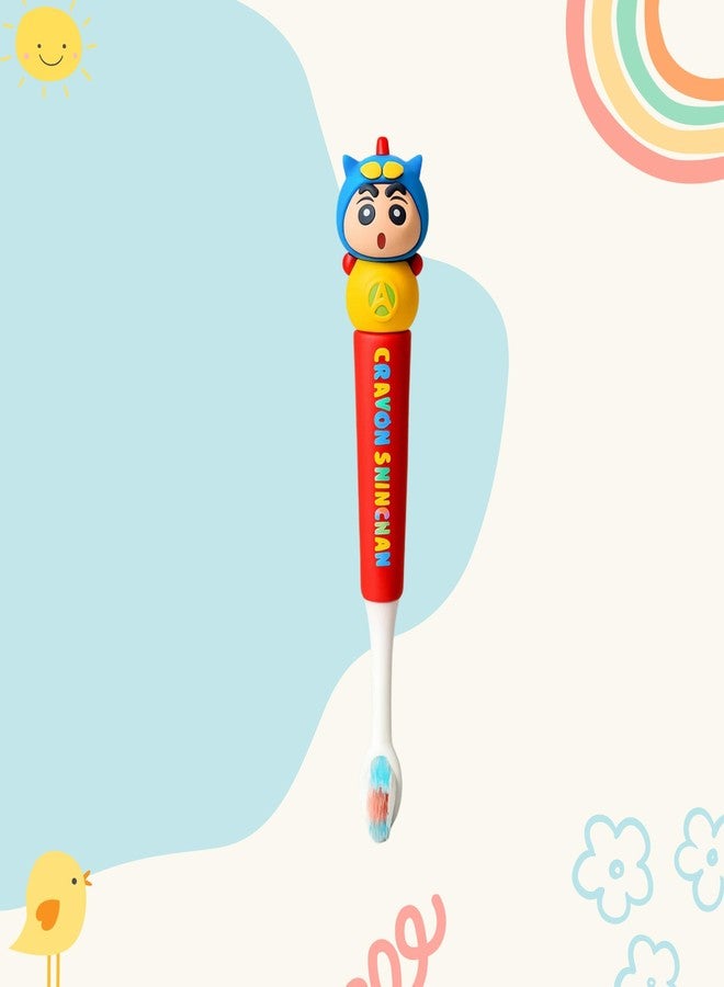 Nestlooms Kids Toothbrush Cartoon Design, Ultra Soft Manual Toothbrush for Toddlers and Children 3-12 Years, Extra Microfiber Bristles for Gentle Cleaning, Boys and Girls Toothbrush with Non-Slip Comfortable Handle (Shinchan) - Image 2