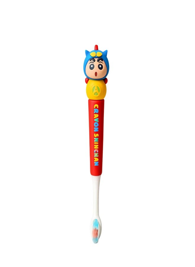 Nestlooms Kids Toothbrush Cartoon Design, Ultra Soft Manual Toothbrush for Toddlers and Children 3-12 Years, Extra Microfiber Bristles for Gentle Cleaning, Boys and Girls Toothbrush with Non-Slip Comfortable Handle (Shinchan) - Image 1