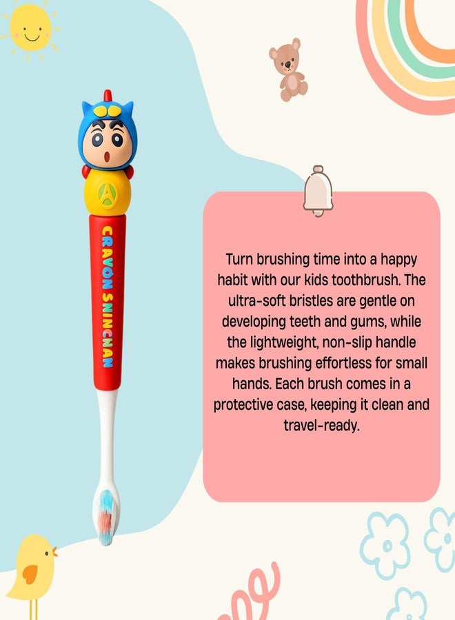 Nestlooms Kids Toothbrush Cartoon Design, Ultra Soft Manual Toothbrush for Toddlers and Children 3-12 Years, Extra Microfiber Bristles for Gentle Cleaning, Boys and Girls Toothbrush with Non-Slip Comfortable Handle (Shinchan) - Image 5