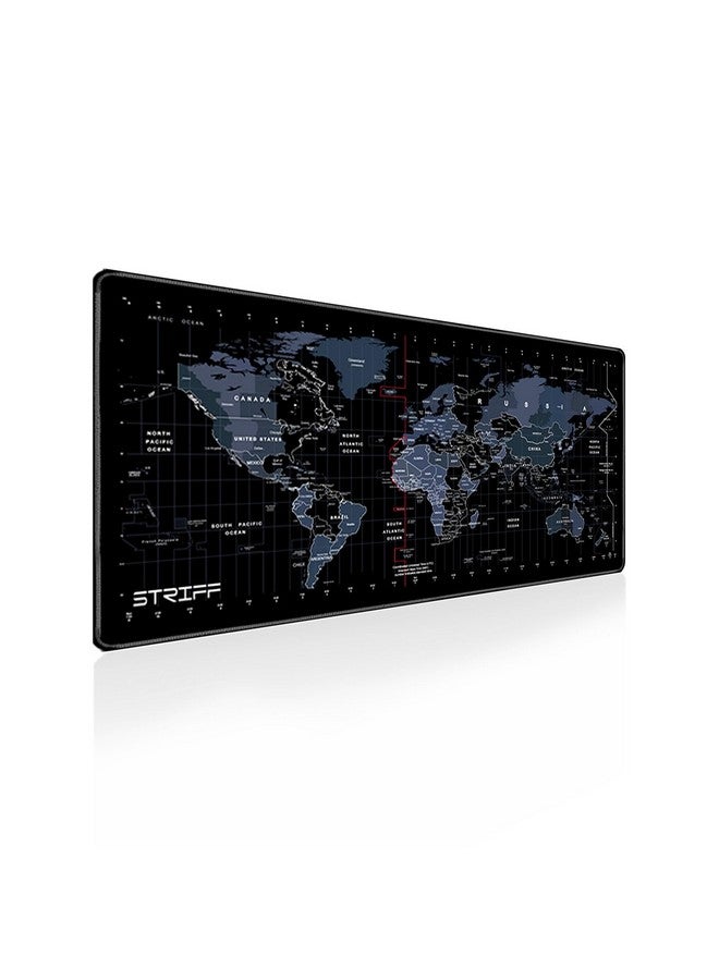 STRIFF World Map Extended Size (800 mm x 300 mm x 2 mm) Gaming Mouse Pad| Desk Mat | Stitched Edges| Non-Slip Rubber Base|Computer Laptop|Keyboard Mouse Pad for Office & Home (World Map) - Image 1