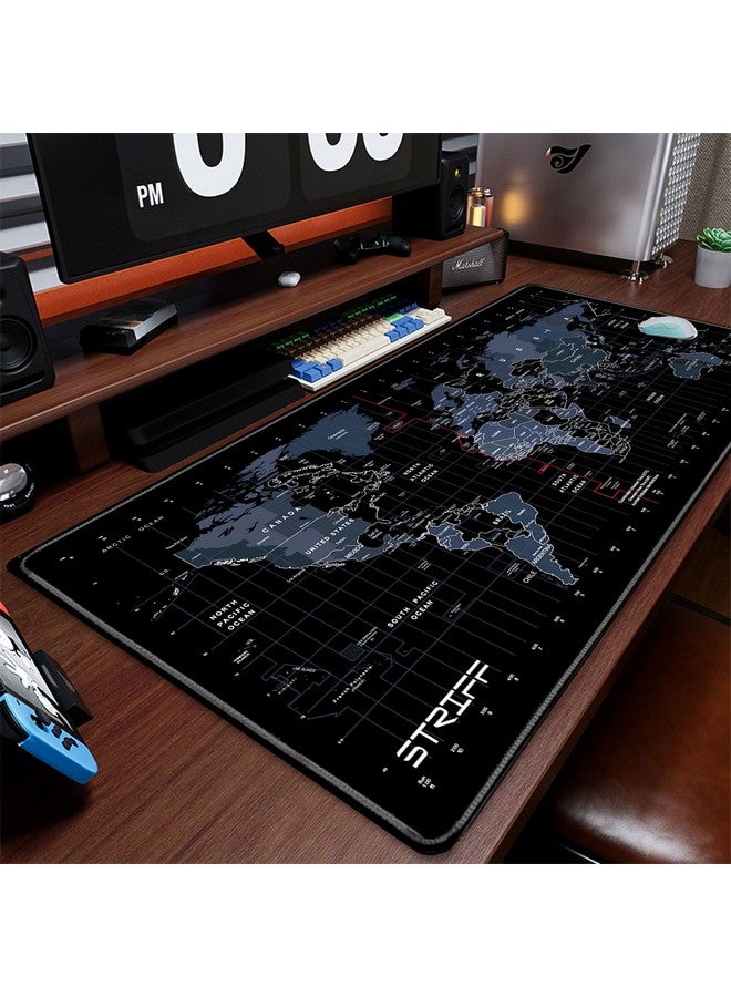 STRIFF World Map Extended Size (800 mm x 300 mm x 2 mm) Gaming Mouse Pad| Desk Mat | Stitched Edges| Non-Slip Rubber Base|Computer Laptop|Keyboard Mouse Pad for Office & Home (World Map) - Image 2