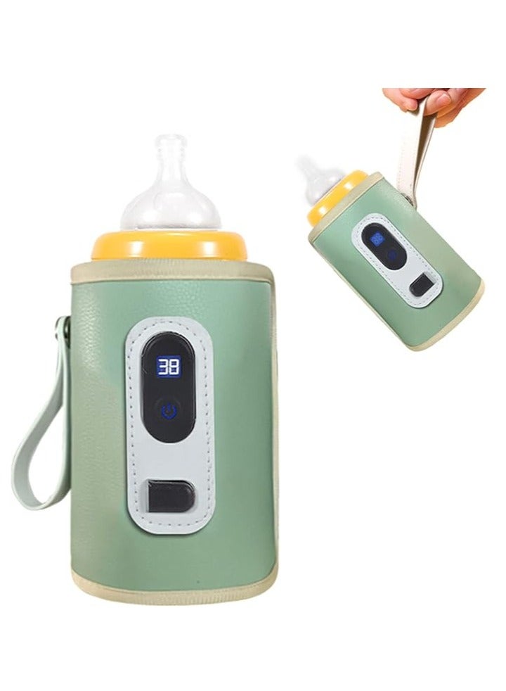 Arabest Baby Bottle Warmer Adjustable Temperature USB Baby Milk Warmer with Digital Display Electric Heating (Green) - Image 1